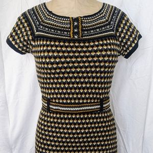 Retro Sweater Knit A line Dress EUC